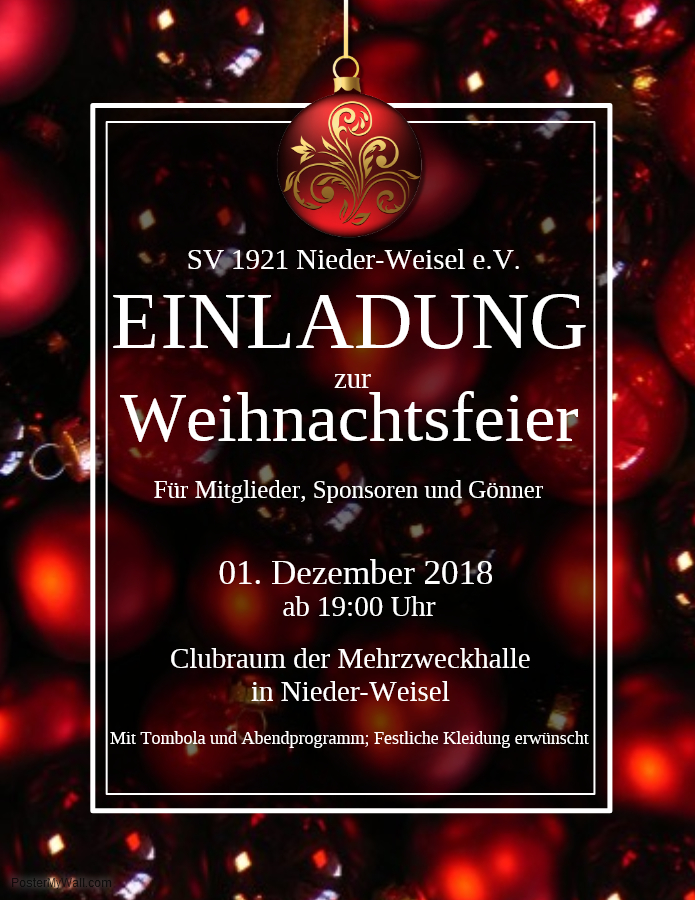 Einladung Weihnachtsfeier 2018 Sv 1921 Nieder Weisel E V